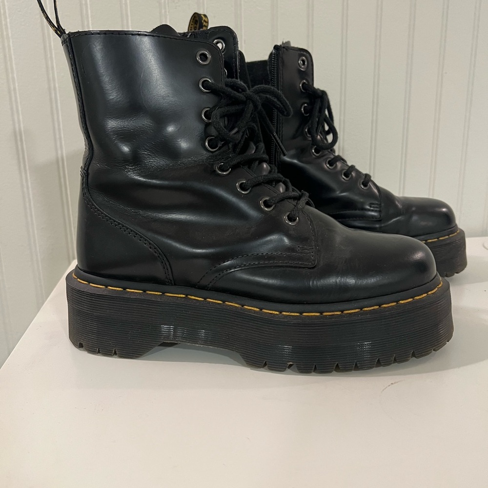 Dr. Martens Black Jadon Combat Boots with Chunky Sole and High-Top Design
